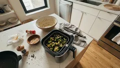 Crispy air fryer broccoli in 12 minutes with soy sauce and garlic